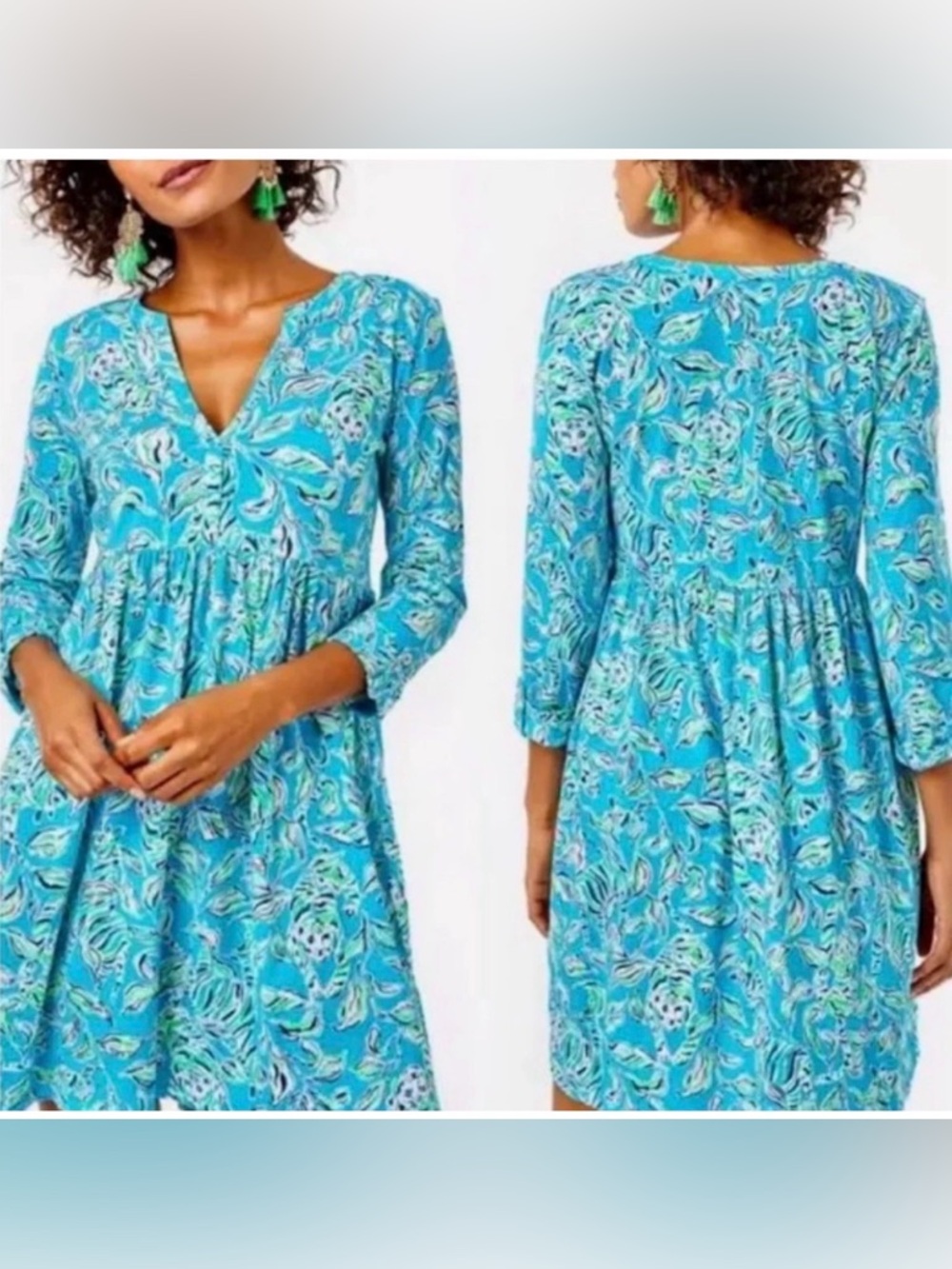 Lilly Pulitzer Loran Swing Dress Turquoise Oasis Outta Line Women’s Medium